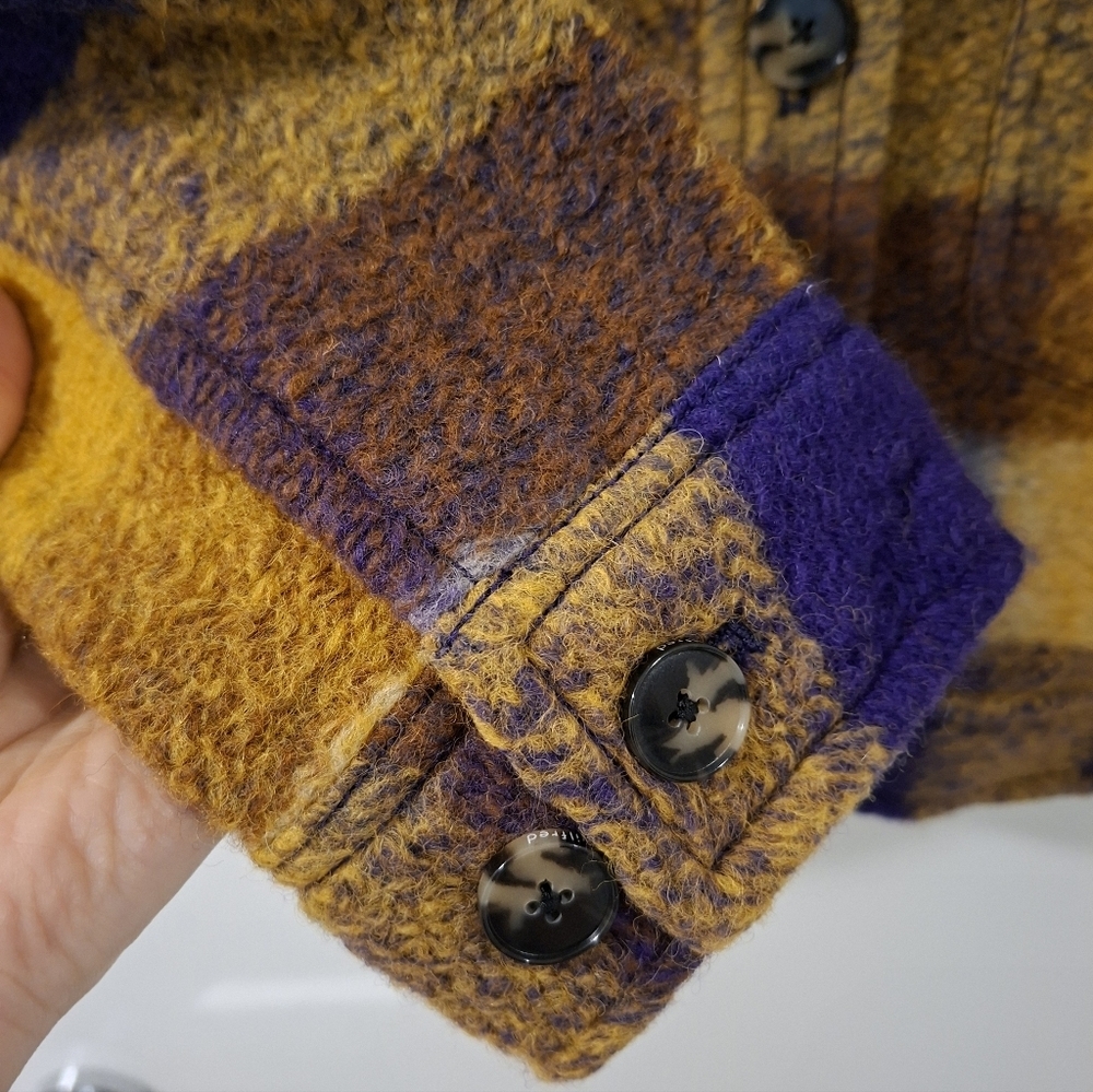 NWOT Wilfred Women's "Autumn" Wool Shirt Jacket in Purple & Yellow (Size XS) - Picture 6 of 10